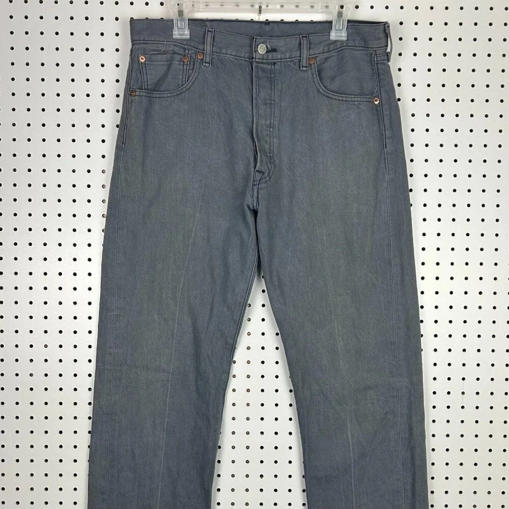 Levis 501 Gray Stone Washed Wide Leg Straight Jeans 34x32 Skater Y2K Denim Punk - Picture 4 of 8